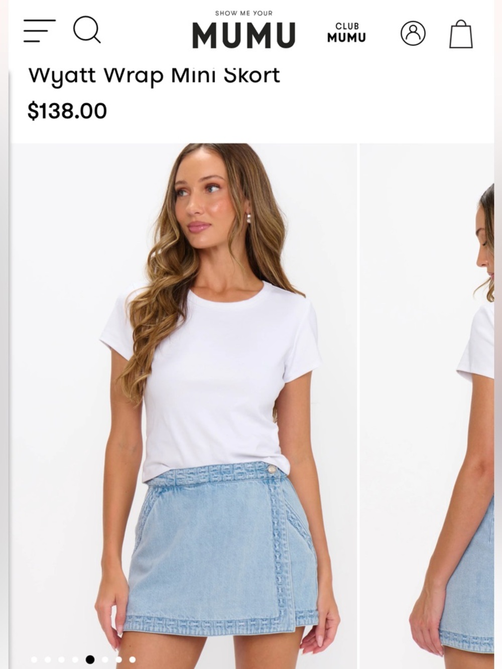 Show Me Your Mumu Light Blue Denim Wrap Mini Skort